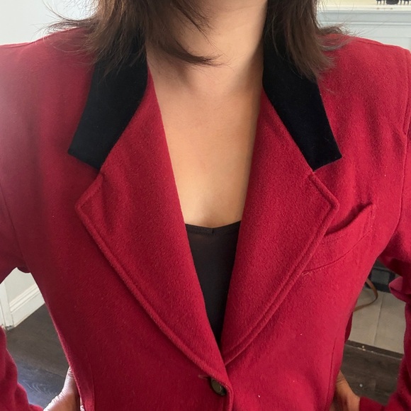 Lifesport Red Wool-Blend Blazer with Black Velvet Collar - Picture 6 of 6